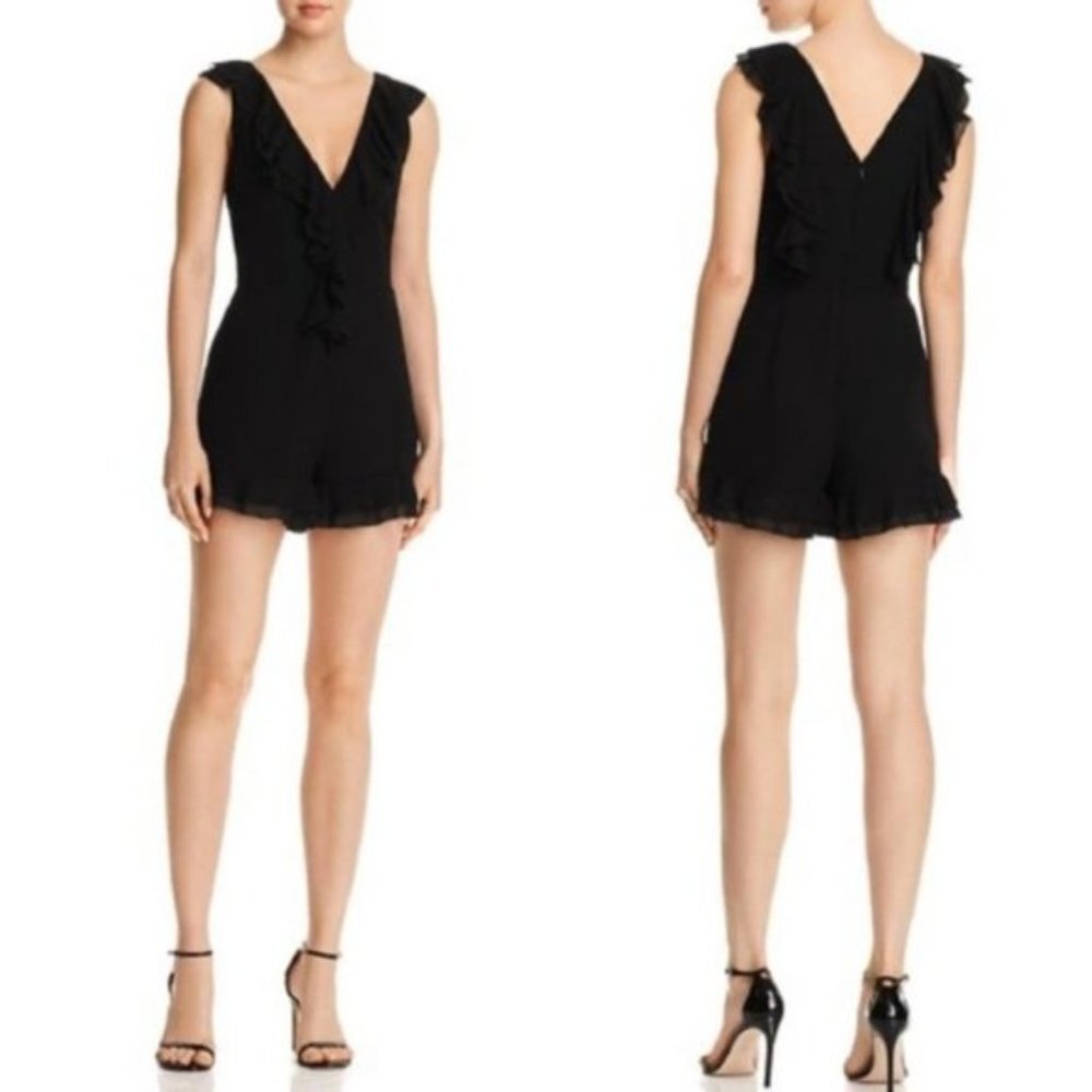 C/MEO Collective Black Ruffle Romper Playsuit One Piece Size Small S T1485
